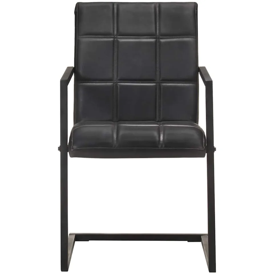 vidaXL Eetkamerstoelen 4 st echt leer zwart, foto 2