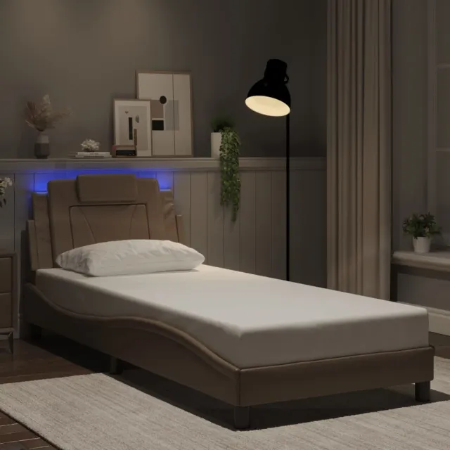 vidaXL Bedframe "Viana" met LED zonder matras cappuccino 90x190 cm Bruin