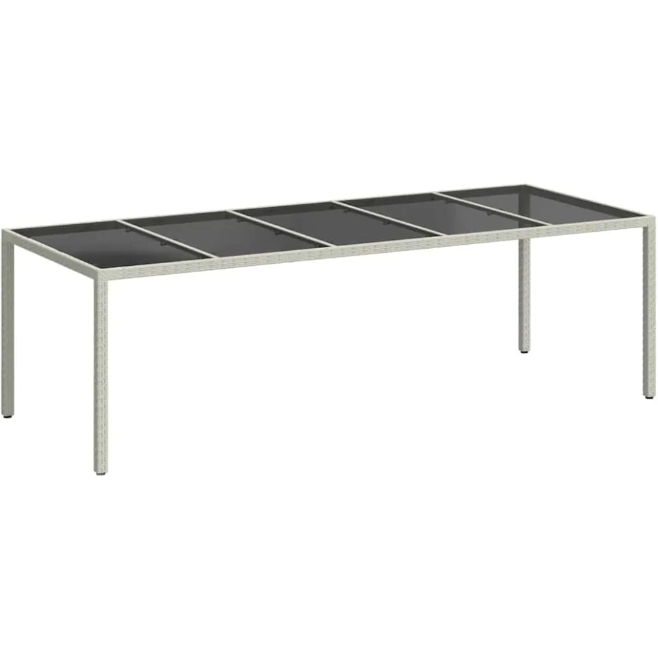 vidaXL Tuintafel 250x100x75 cm poly rattan en gehard glas wit, foto 3