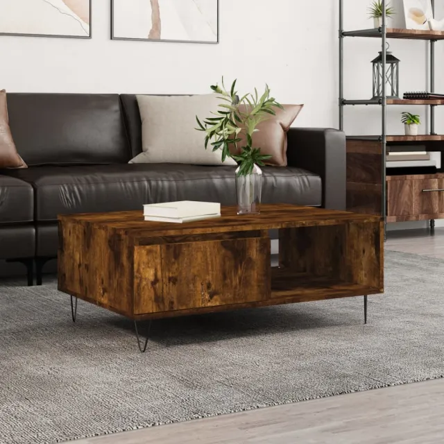 vidaXL Salontafel 90x60x35 cm bewerkt hout gerookt eikenkleurig, foto 2