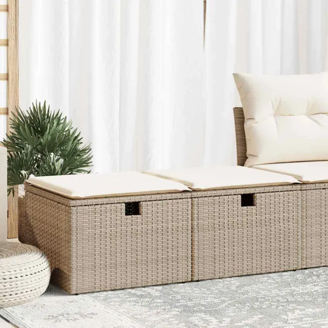 vidaXL 2-delige Loungeset met kussens poly rattan acacia beige, foto 2