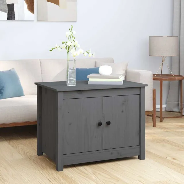 vidaXL Salontafel 71x49x55 cm massief grenenhout grijs, foto 2