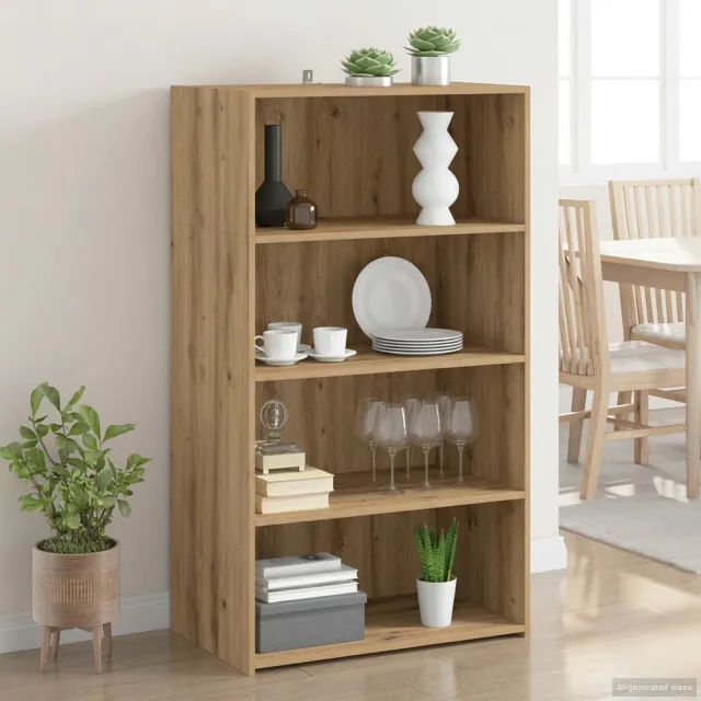 vidaXL Hoge kast Artisanaal eiken 70 x 41 x 124 cm Bewerkt hout Bruin