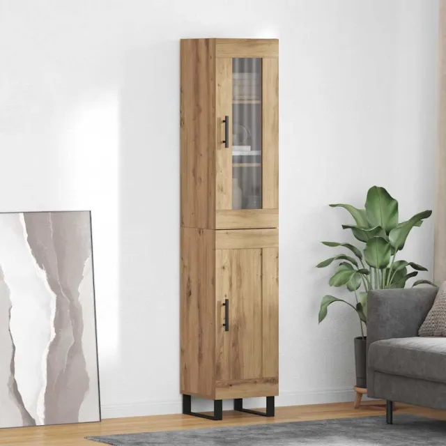 vidaXL Highboard Artisan Eiken 34,5 x 34 x 180 cm Bewerkt hout, foto 2