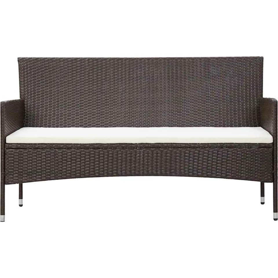 vidaXL 5-delige Loungeset met kussens poly rattan bruin, foto 4