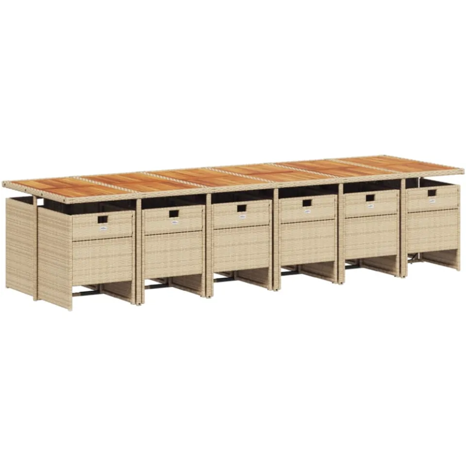 vidaXL 13-delige Tuinset met kussens poly rattan beige, foto 2