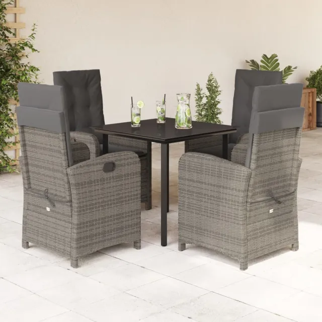 vidaXL 5-delige Tuinset met kussens poly rattan grijs, foto 2