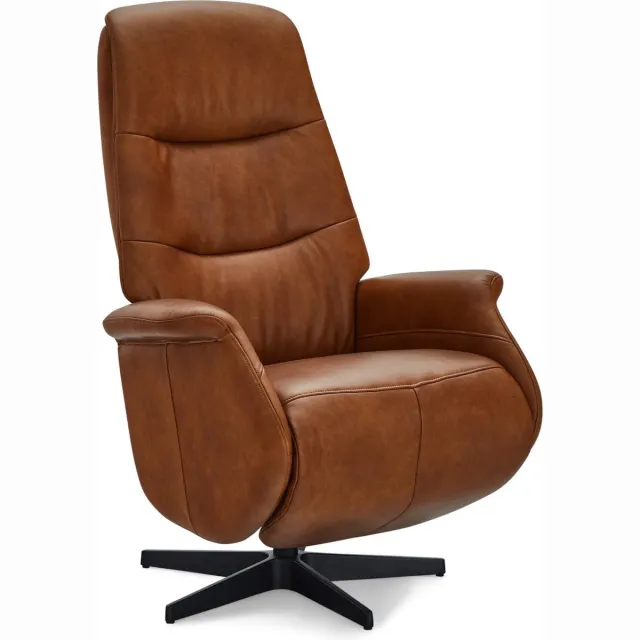 G***-M Relaxfauteuil Delta Tan Leer/Zwart - Giga Meubel