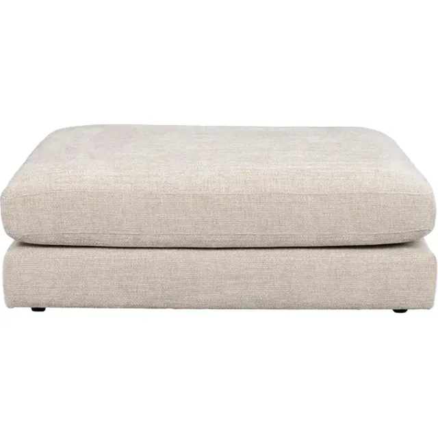 Rowico Home Duncan Hocker - Lichtgrijs - Stoffen - Scandinavisch - Grote Hocker - Poef - op Pootjes - 112 x 103 x 41 cm Beige