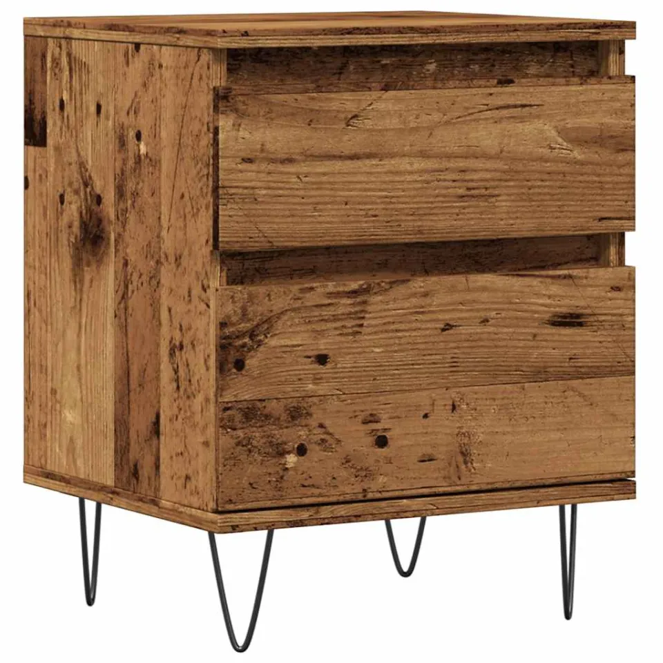 vidaXL Nachtkastje 40x35x50 cm bewerkt hout oud houtkleurig bruin, foto 3