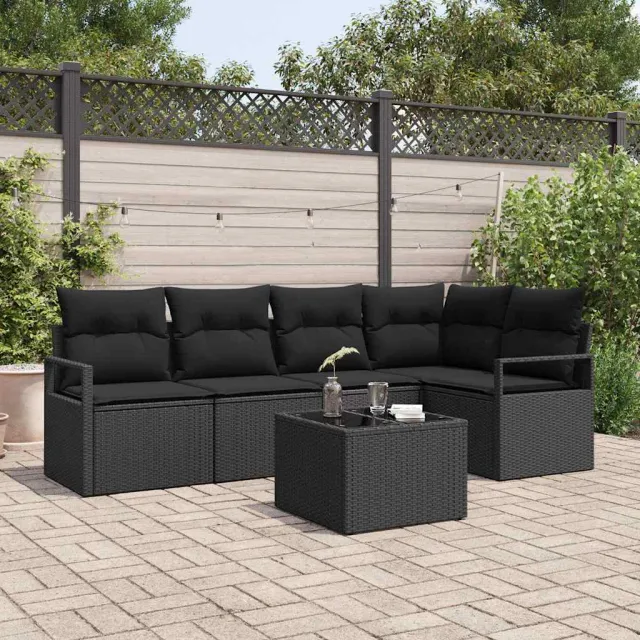 vidaXL Bankstel 6 st Zwart poly rattan, foto 2