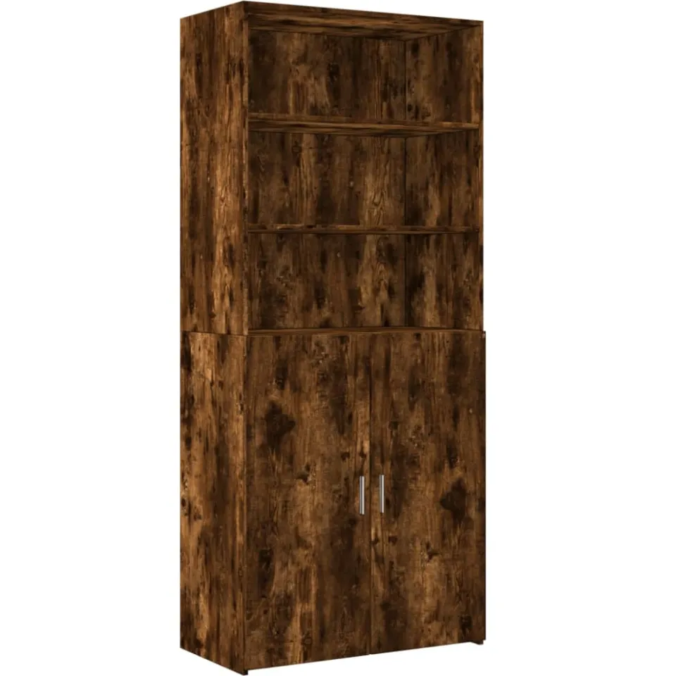 vidaXL Hoge kast 80x42,5x249 cm bewerkt hout gerookt eikenkleurig Bruin