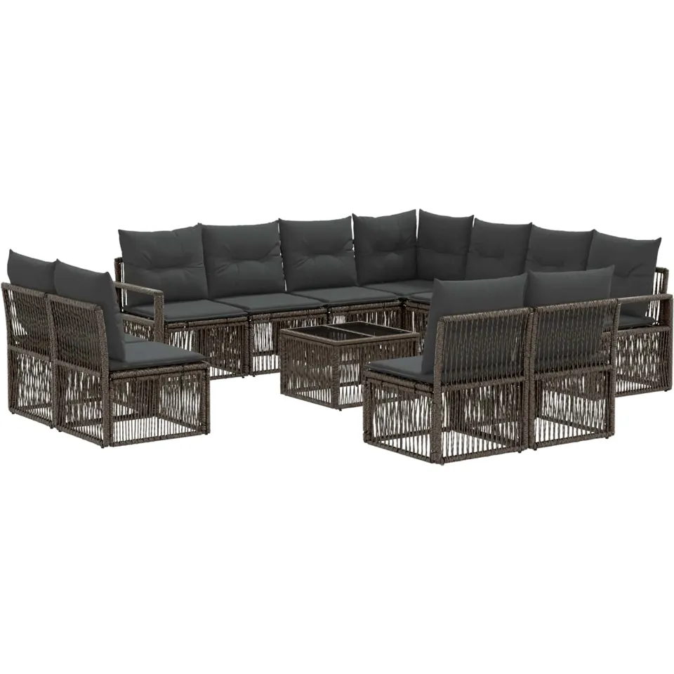 vidaXL Tuinbankenset 12 st Grijs poly rattan, foto 3