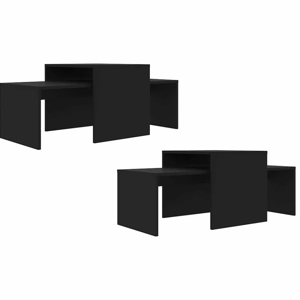 vidaXL Salontafelset 100x48x40 cm bewerkt hout zwart, foto 4