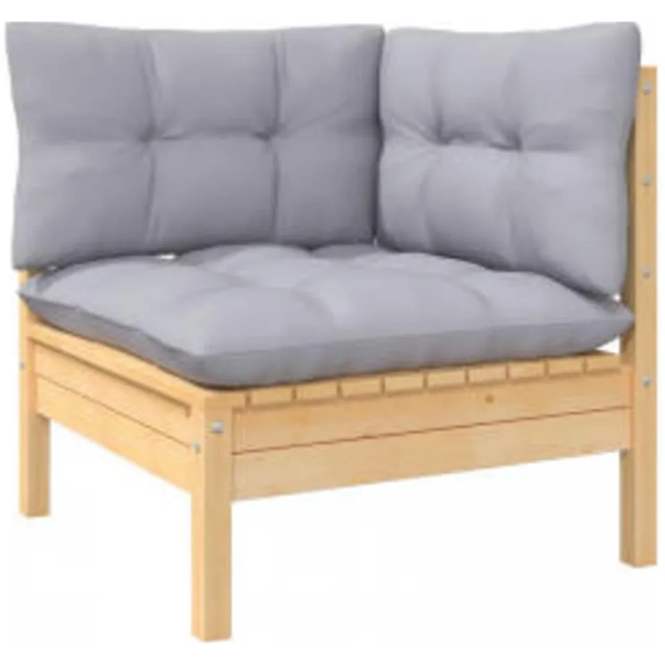 vidaXL 4-delige Loungeset met grijze kussens grenenhout grijs, foto 3