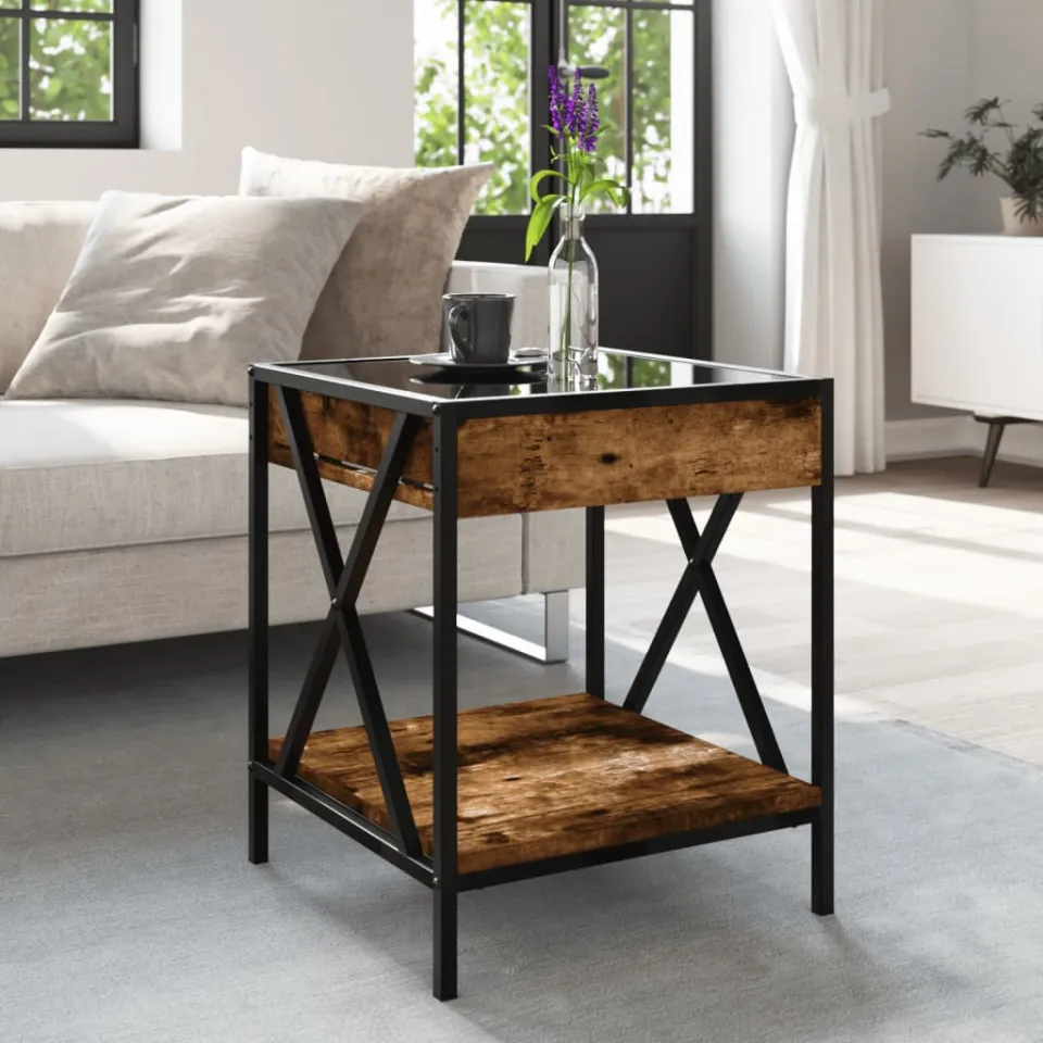 vidaXL Salontafel met Infinity LED 40x40x49 cm gerookt eikenkleurig, foto 3