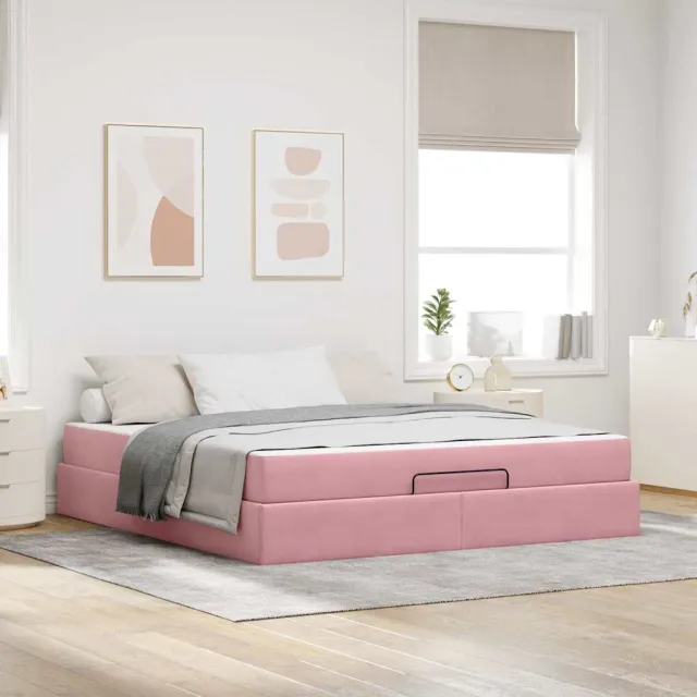 vidaXL Bedframe met matras 2 st Roze Fluweel