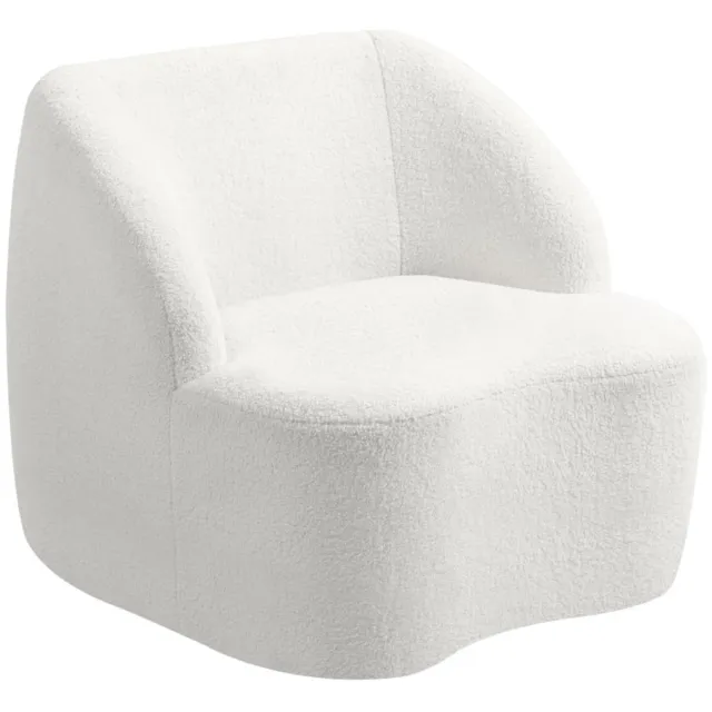 ZYLARO Fauteuil - Moderne Fauteuil - Fleece Vulling - Gezellig Gestoffeerd - Voor Woonkamer, Slaapkamer en Thuiskantoor - Crèmewit