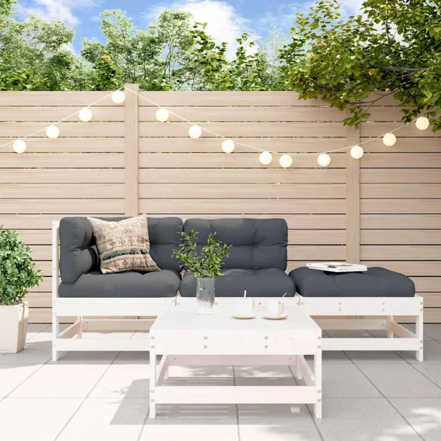 vidaXL 4-delige Loungeset massief grenenhout wit, foto 2