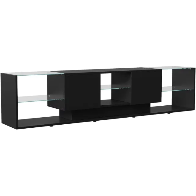 Happiq TV Meubel 200x35x45 cm - Modern Dressoir met LED Verlichting, Lades, Opbergruimte Zwart