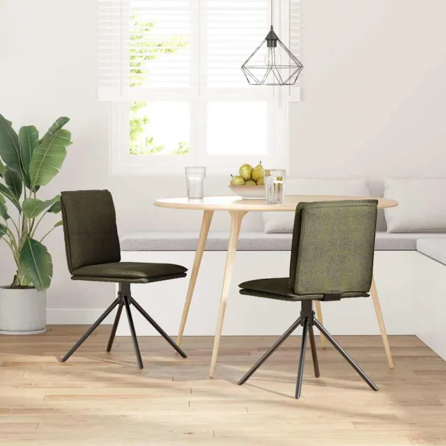 vidaXL Eetkamerstoel kunstsuède legergroen groen, foto 2