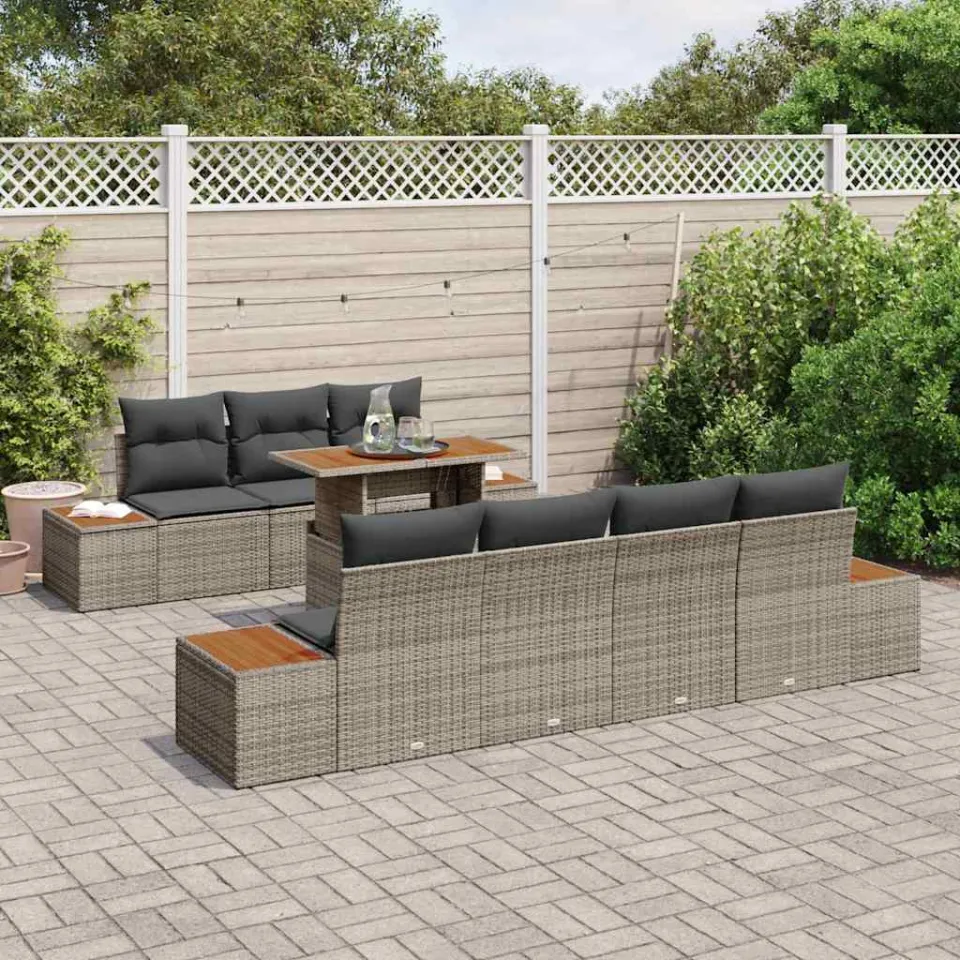 vidaXL Tuin Sofa Set 8 st Grijs Poly riet