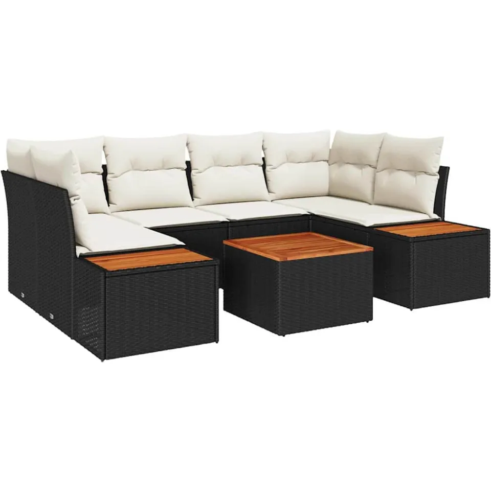vidaXL Tuin Sofa Set 7 st Zwart Poly riet