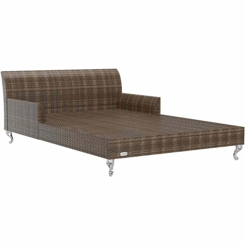 vidaXL Ligbed met kussens 2-persoons poly rattan bruin, foto 4