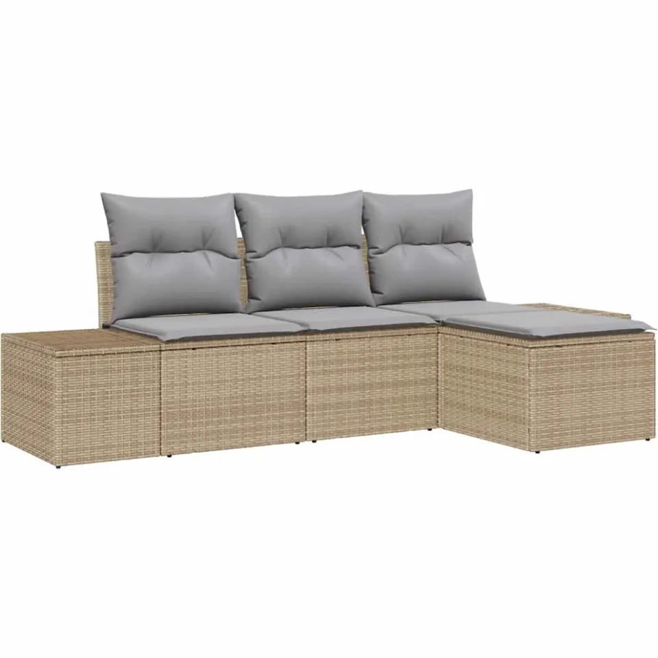 vidaXL Tuin Sofa Set 4 st Beige en Licht Grijs poly rattan