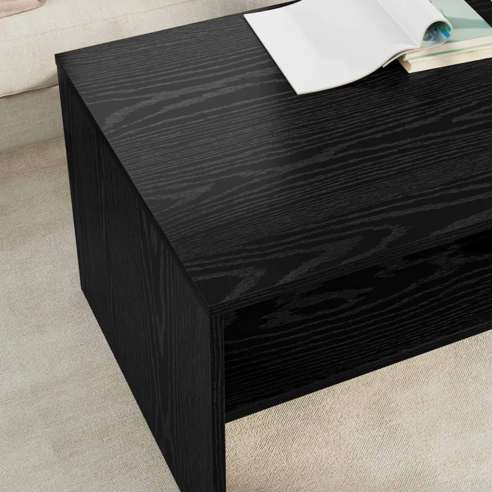 vidaXL Salontafel Zwart Eiken 100 x 50 x 40 cm Bewerkt hout, foto 4