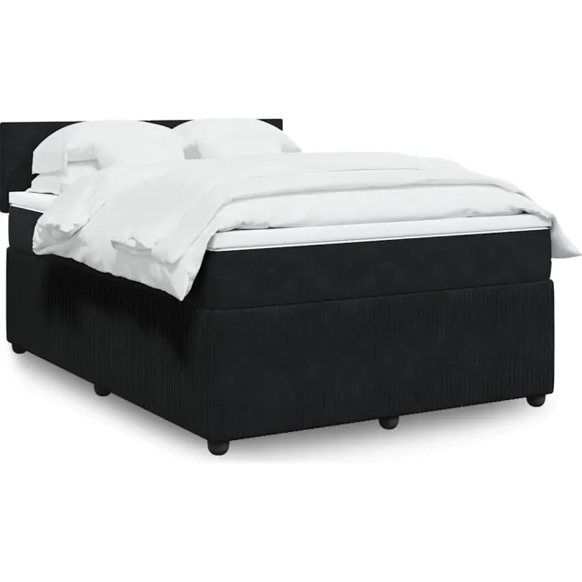 vidaXL Boxspring met matras fluweel zwart 140x200 cm