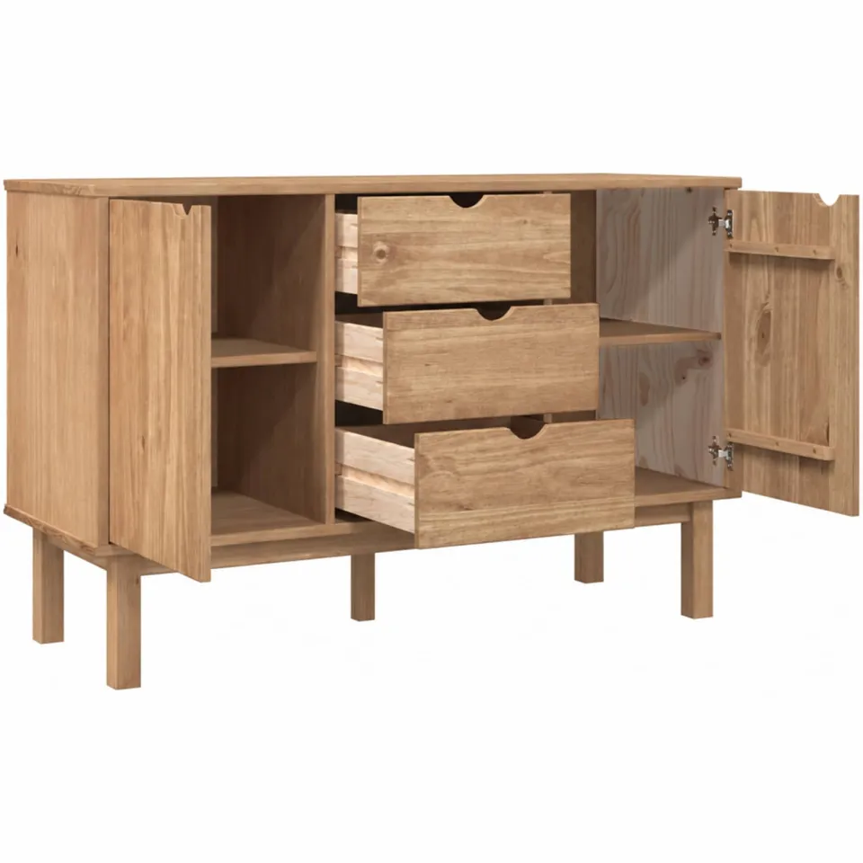 vidaXL Dressoir OTTA 113,5x43x73 cm massief grenenhout bruin, foto 3