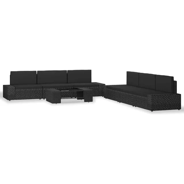 vidaXL 7-delige Loungeset poly rattan zwart, foto 2