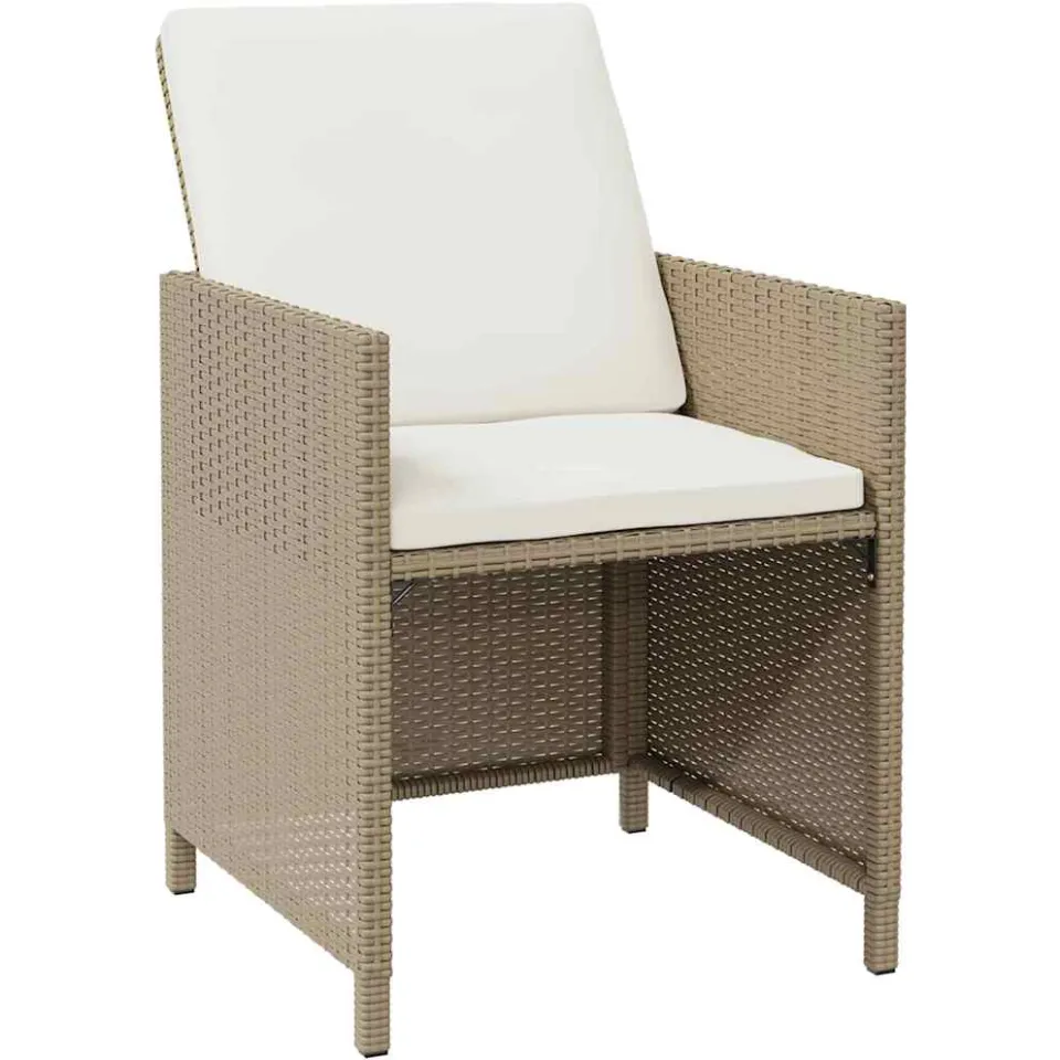 vidaXL 9-delige Tuinset met kussens poly rattan beige