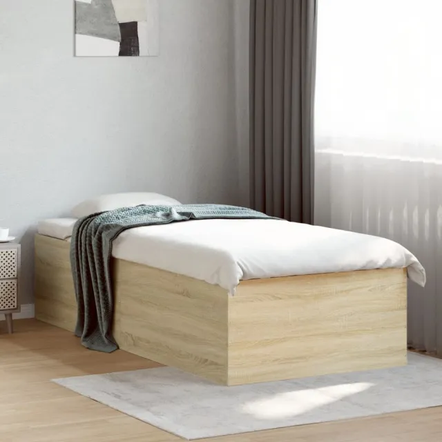 vidaXL Bedframe bewerkt hout sonoma eikenkleurig 100x200 cm Bruin