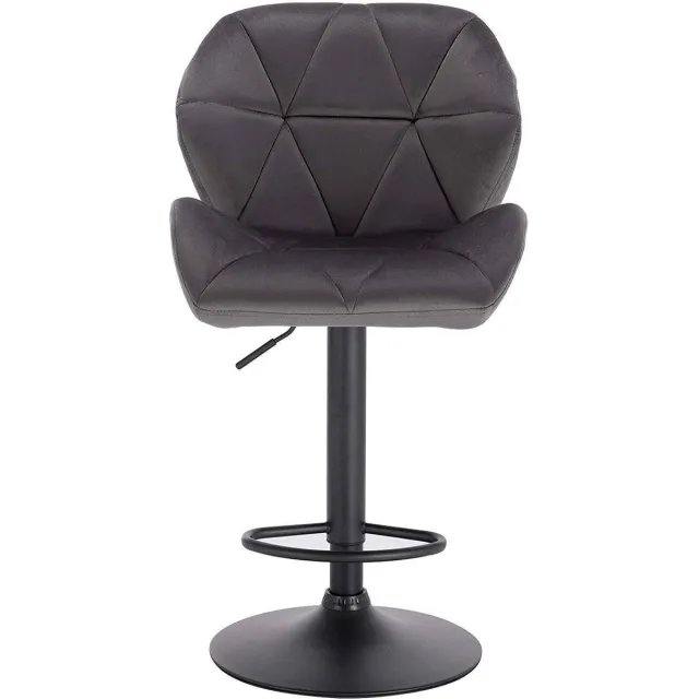 Saphly Barkrukken Set 82cm Grijs - Velvet, Ergonomisch met rugleuning en Verstelbare zithoogte 60-82cm - Voor Eetkamer, Keuken en Woonkamer