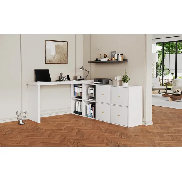 YYchan hoekbureau - wit - 140 x 48 x 78 cm - met lade - met opbergruimte
