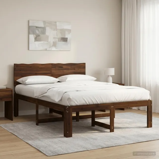 vidaXL Tweepersoonsbed met hoofdeinde ROSTOCK Donkerbruin 150 x 200 cm