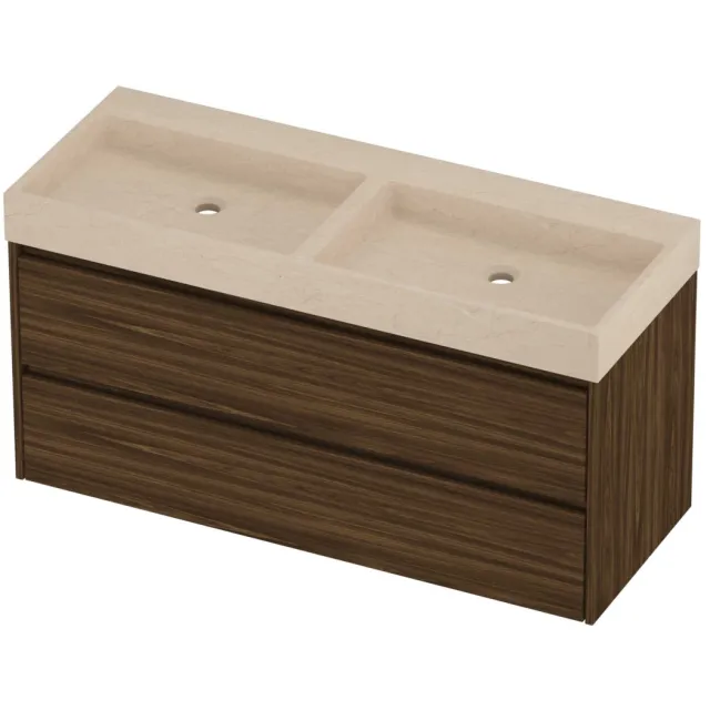 Proline Evoli Badmeubelset Hardsteen Loft Zonder Gat 120x46x62 cm Sand Stone Cabana Oak Eiken