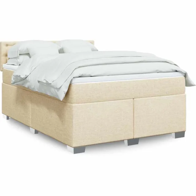 vidaXL Boxspring met matras stof crèmekleurig 140x190 cm