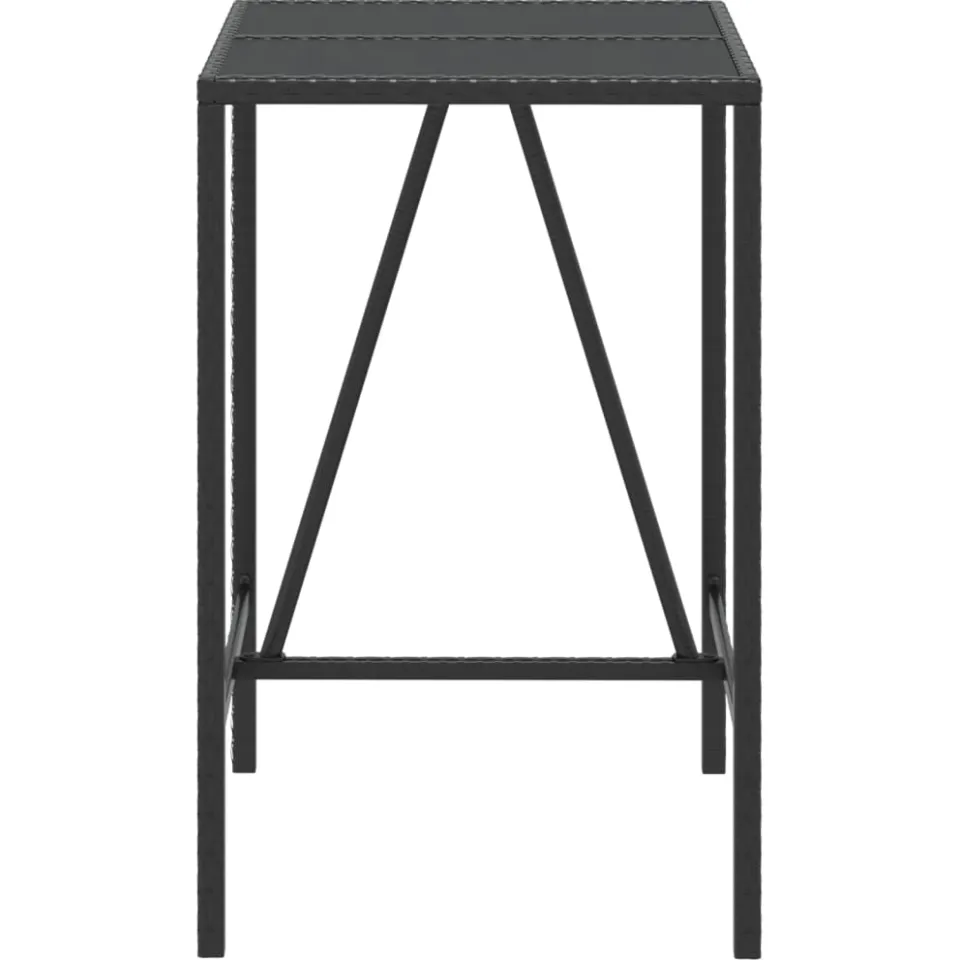 vidaXL Bartafel met glazen blad 70x70x110 cm poly rattan zwart