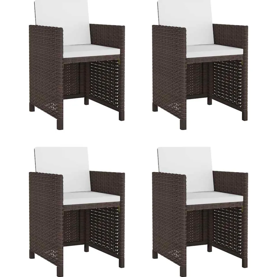 vidaXL 5-delige Tuinset met kussens poly rattan bruin