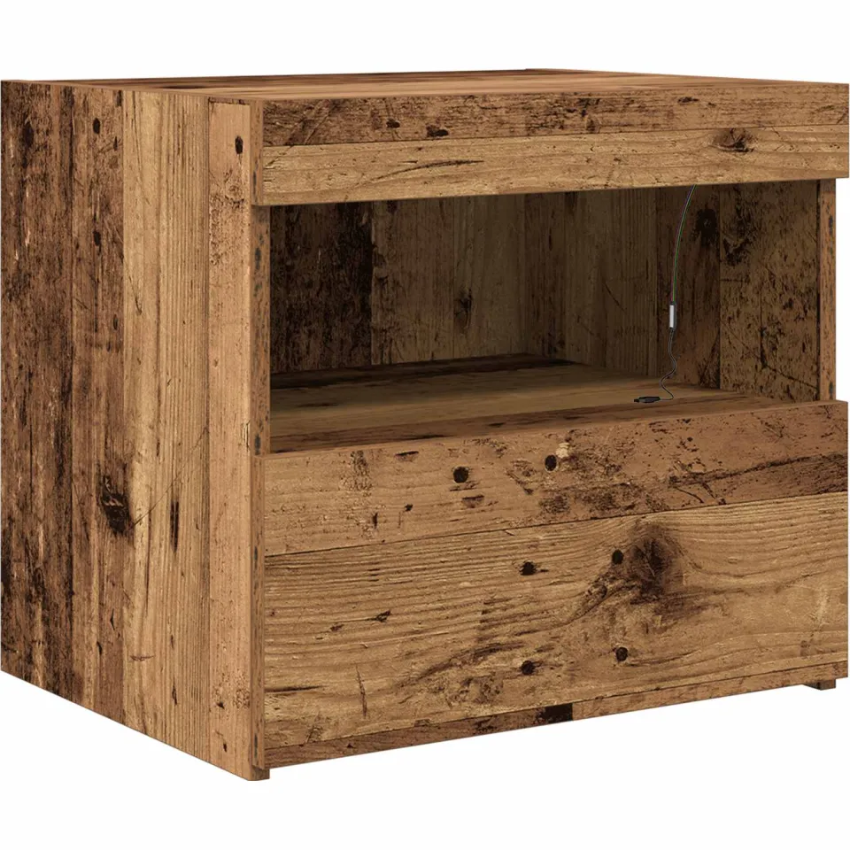 vidaXL Nachtkastje Oudhout 50 x 40 x 45 cm Bewerkt hout Bruin