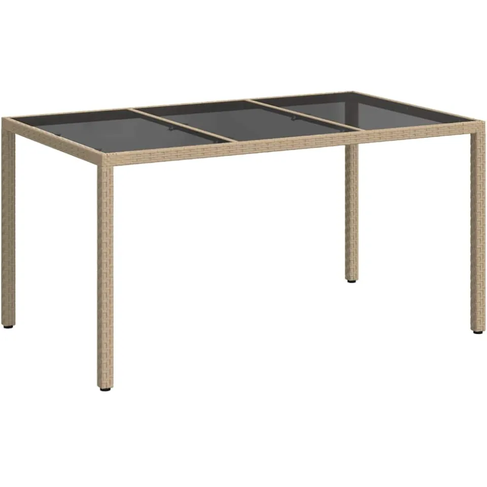 vidaXL Tuinstafel Beige 150 x 90 x 75 cm poly rattan, foto 3