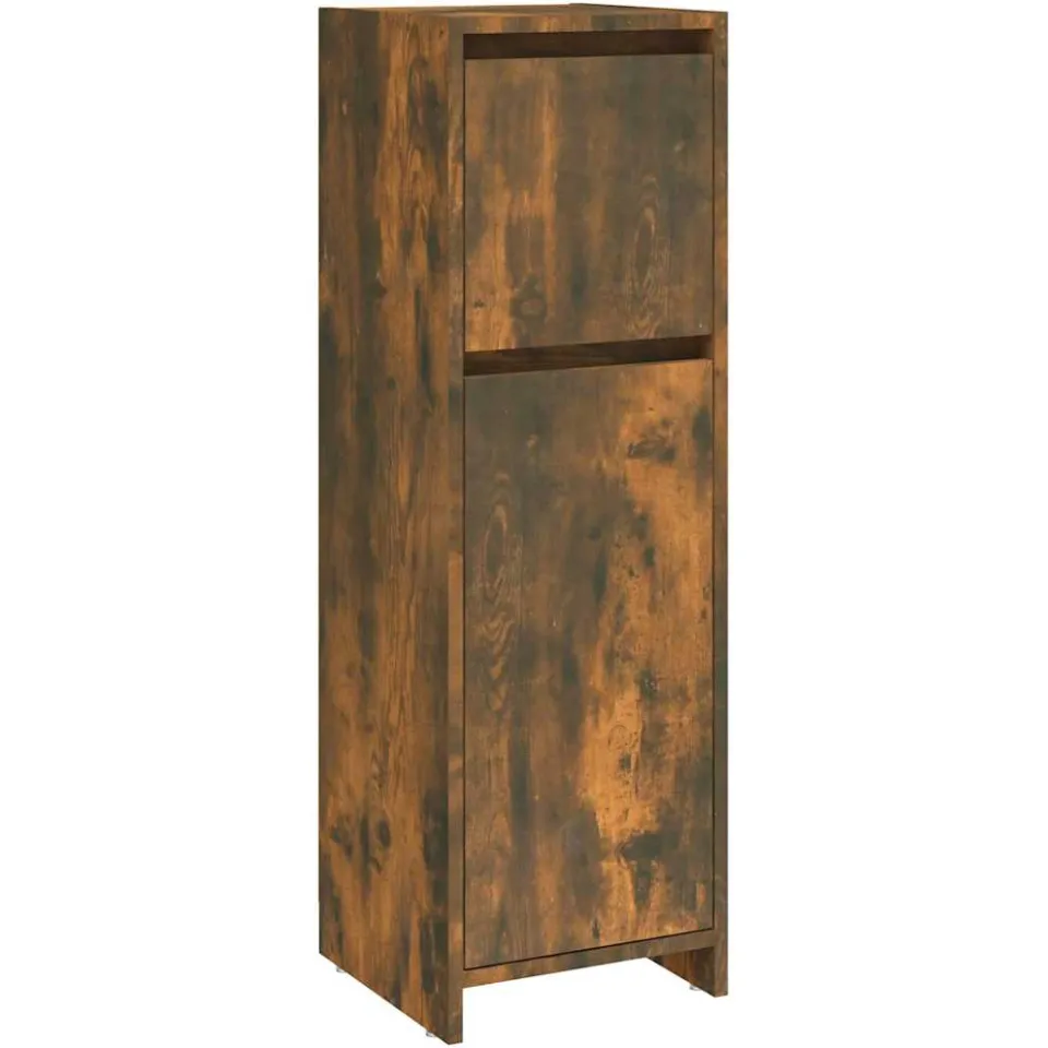 vidaXL Badkamerkast 30x30x95 cm bewerkt hout gerookt eikenkleurig Bruin