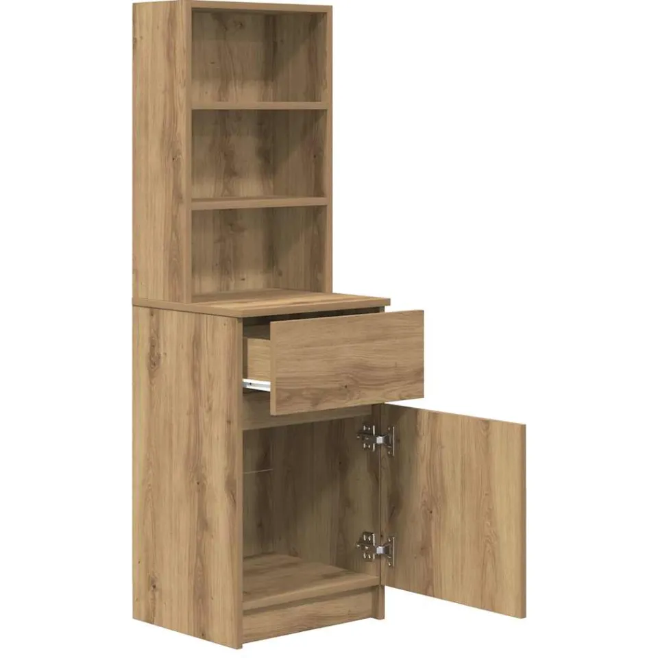 vidaXL Nachtkastje 39x35x125 cm bewerkt hout artisanaal eikenkleur, foto 4