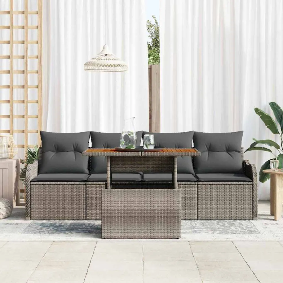 vidaXL Tuinbankenset 5 st Grijs poly rattan, foto 3