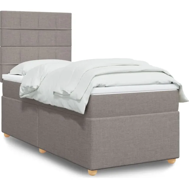 vidaXL Boxspring met matras stof taupe 100x200 cm