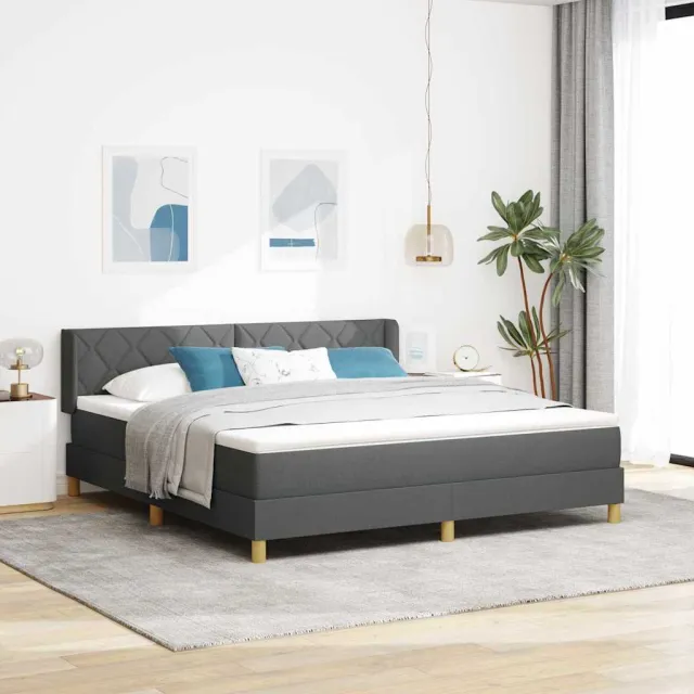 vidaXL Boxspringbed met hoofdeinde Donkergrijs 200 x 180 cm Stof