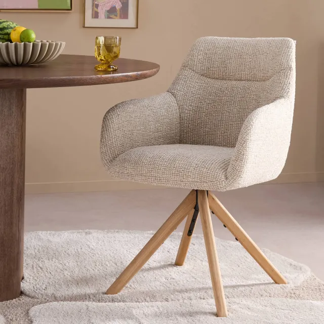 NOUS Living eetkamerstoel Sia beige/ naturel, foto 2